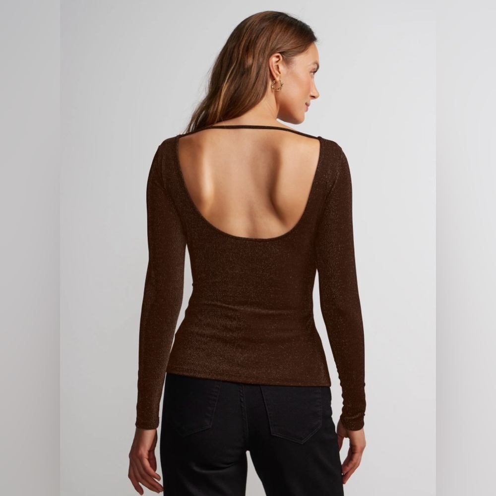 NWT Open Back Lurex Top Long Sleeve